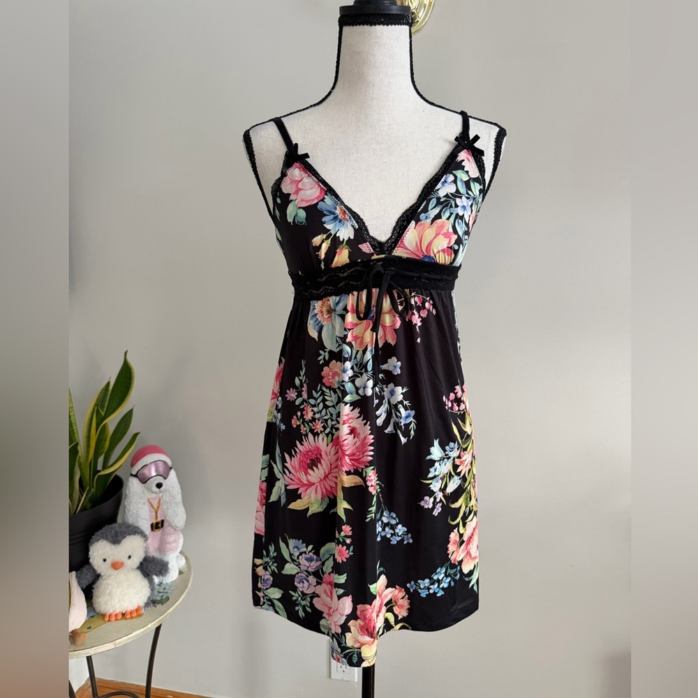 La Vie En Rose Black Floral Slip Dress